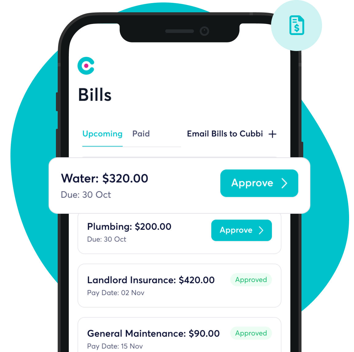 Simplifying Property Bill Management — Cubbi screenshot